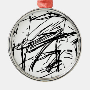 Ornamento De Metal Abstrato preto e branco