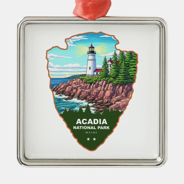 Ornamento De Metal Acadia National Park Maine Arrowhead (Frente)
