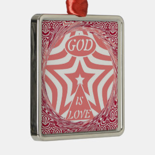Ornamento De Metal Achempong God Is Love Star Red Swirl Premium