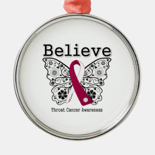 Ornamento De Metal Acredite - a borboleta do cancer de garganta