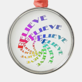 Ornamento De Metal ACREDITE em palavras inspiradoras no Design colori