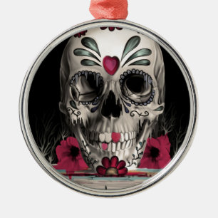Ornamento De Metal Açúcar puxado, crânio de derretimento do açúc