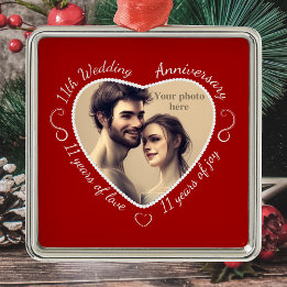 Ornamento De Metal Adicione a sua foto 11 anos de Casamento