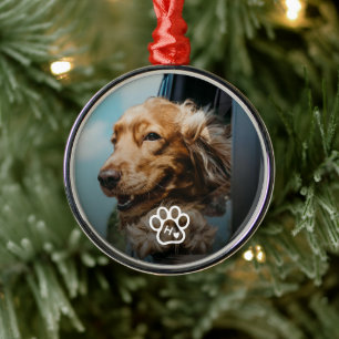 Ornamento De Metal Adicione sua própria foto de monograma de animais