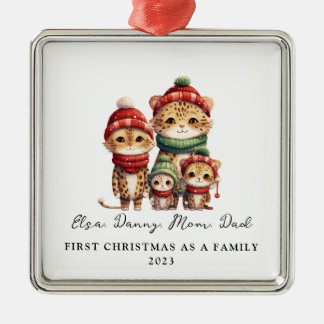 Ornamento De Metal Adoção do Primeiro Natal como Família de 4 Chitas