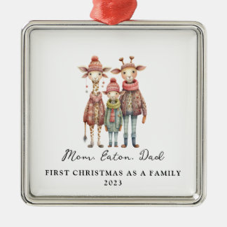 Ornamento De Metal Adoção Infantil Primeiro Natal Como Girafa Familia