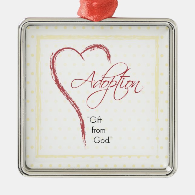 Ornamento De Metal Adoção, Religiosa, Pontos Amarelos com Coração Ver (Frente)