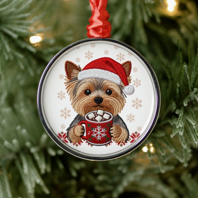 Ornamento De Metal Adorable Christmas Yorkshire Terrier (Árvore)