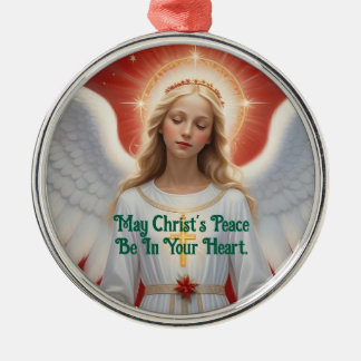 Ornamento De Metal Adorável Angel Round Ornament