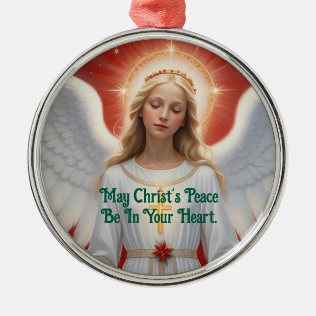 Ornamento De Metal Adorável Angel Round Ornament (Frente)