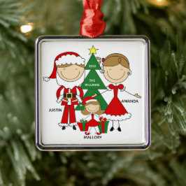 Ornamento De Metal Adorável Família de 3 Figuras de Pau Natal Adorno
