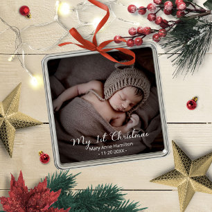 Ornamento De Metal Adorável Meu Primeiro Natal Recém-Nascido Foto