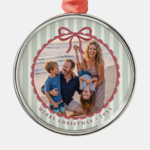 Ornamento De Metal Adorno de Natal com Laço Listrado Verde Foto