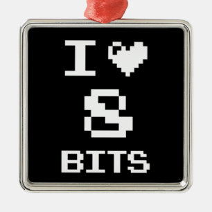 Ornamento De Metal Adoro 8 bits, design de geek de jogador