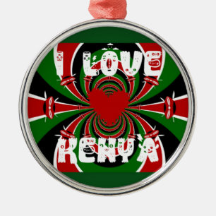Ornamento De Metal Adoro Heart Kenya: Arte Dinâmica De Bandeiras