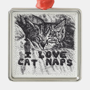 Ornamento De Metal Adoro Naps de Gato, gato dormindo