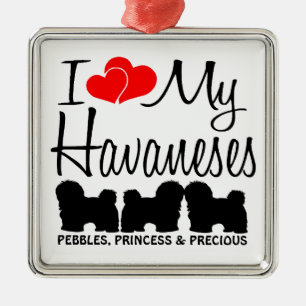 Ornamento De Metal Adoro Os Meus Três Havaneses