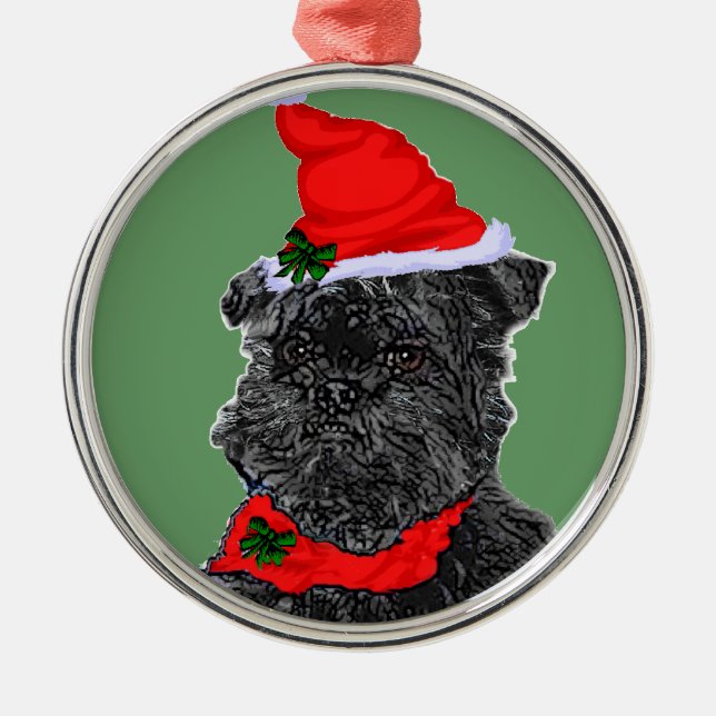 Ornamento De Metal Affenpinscher Natal (Frente)