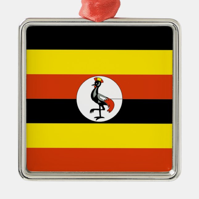 Ornamento De Metal África:Bandeira do Uganda (Frente)