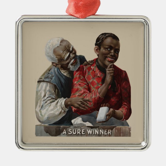 Ornamento De Metal Afro-americano 1895 do anúncio do charuto do (Frente)