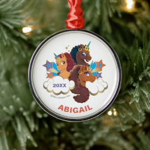 Ornamento De Metal Afro Unicorn "Made of Magic" Trio Design