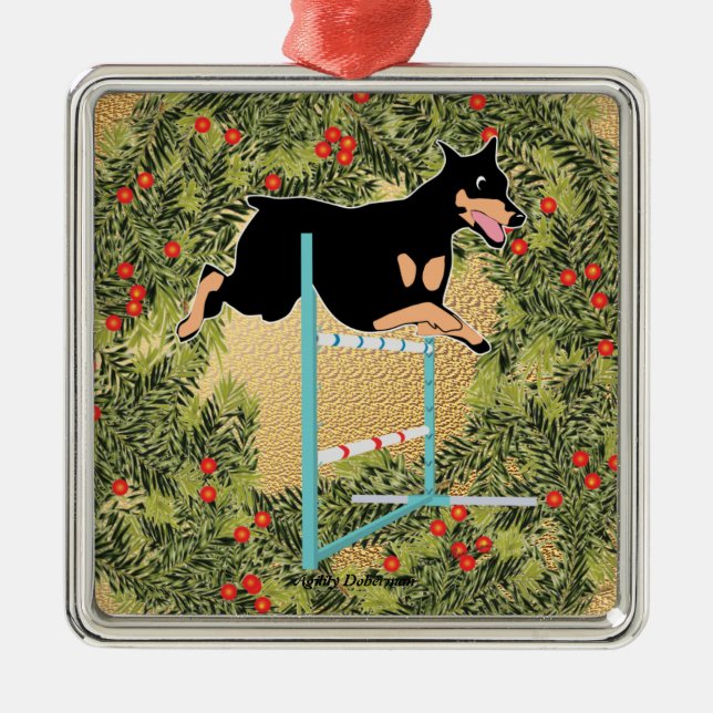 Ornamento De Metal Agilidade Doberman (Frente)