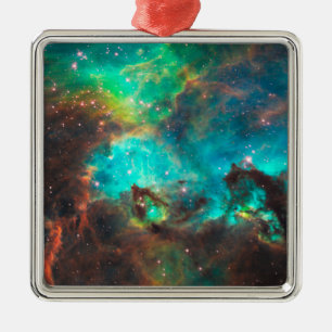 Ornamento De Metal Aglomerado Estelar Aqua Verde Celestial