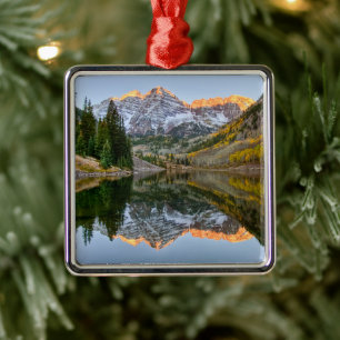 Ornamento De Metal Água Maroon Bells Lake Aspen Trees