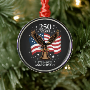 Ornamento De Metal Águia e Bandeira 250 Anos da América 1776-2026