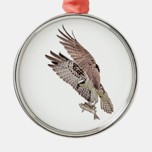 Ornamento De Metal Águia-pescadora com um peixe