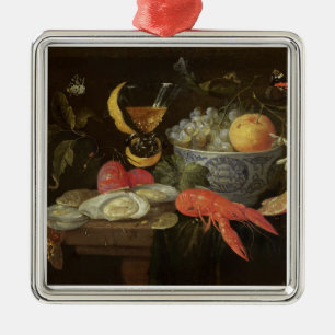 Ornamento De Metal Ainda vida com fruta e marisco, 1653 (óleo sobre