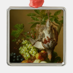 Ornamento De Metal Ainda vida com fruta e uma perdiz inoperante