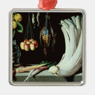 Ornamento De Metal Ainda vida com pássaros inoperantes, fruta e