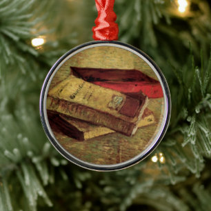 Ornamento De Metal Ainda viva com três livros de Vincent van Gogh
