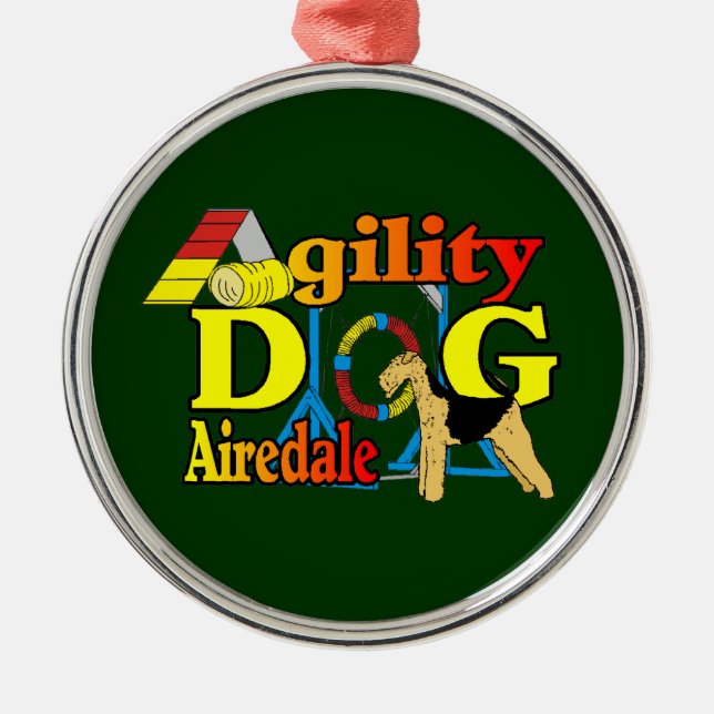 Ornamento De Metal Airedale_Agilidade (Frente)