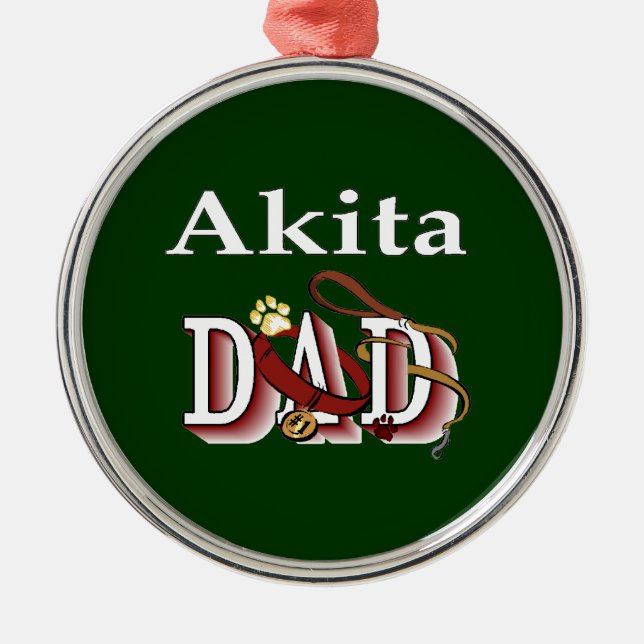 Ornamento De Metal Akita Dog Pai (Frente)