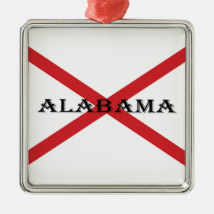 Ornamento De Metal Alabama and Flag orncn