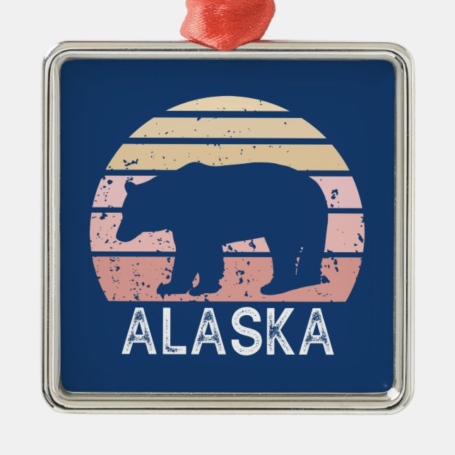 Ornamento De Metal Alaska Retro Bear (Frente)