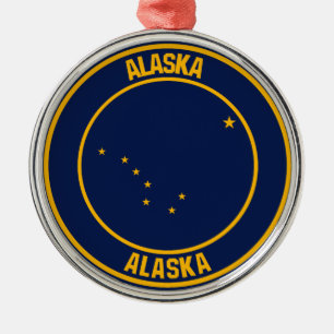 Ornamento De Metal Alaska Round Emblem