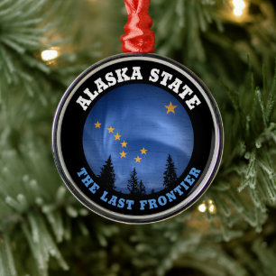 ORNAMENTO DE METAL ALASKA STATE FLAG