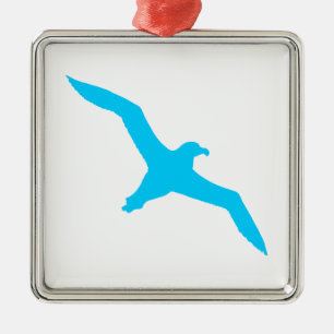 Ornamento De Metal Albatroz Azul Aqua