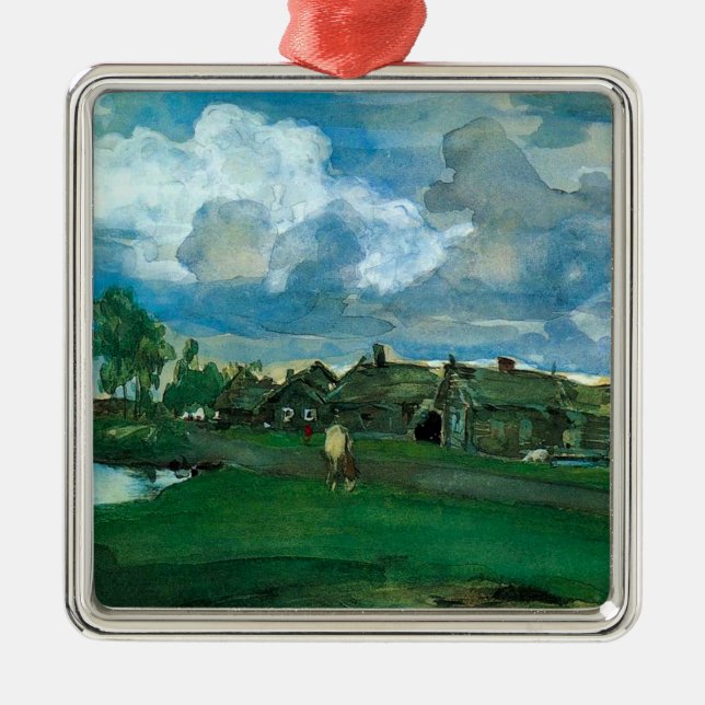 Ornamento De Metal Aldeia Russa Valentin Serov (Frente)