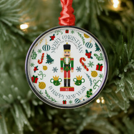 Ornamento De Metal Alegre Natal quebra-nozes monograma personalizado