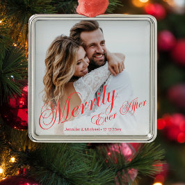 Ornamento De Metal alegremente, depois de uma nova chic vermelha