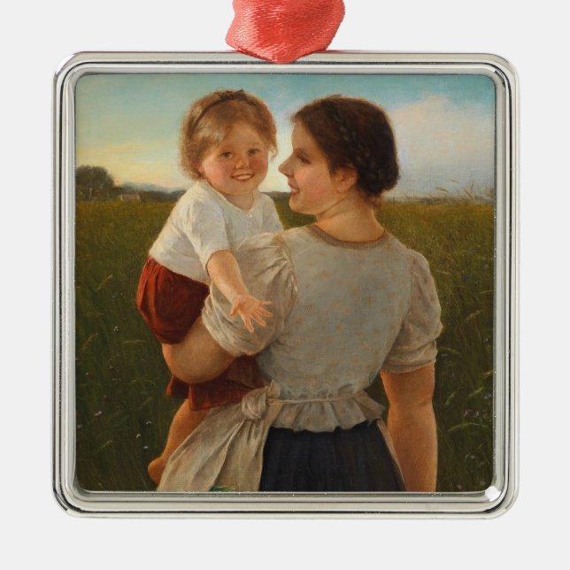 Ornamento De Metal Alegria da Mãe (Mãe e Filha Adoráveis) (Frente)