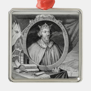 Ornamento De Metal Alfred o Excelente (849-99) Rei de Wessex, gravado