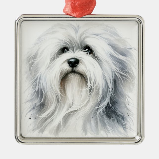 ORNAMENTO DE METAL ALGODÃO BRANCO ADORÁVEL DE CÃO TULEAR (Frente)