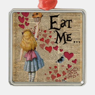 Ornamento De Metal Alice no país das maravilhas come-me muffin