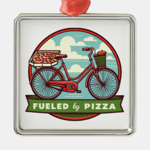 Ornamento De Metal Alimentado Por Pizza Bike