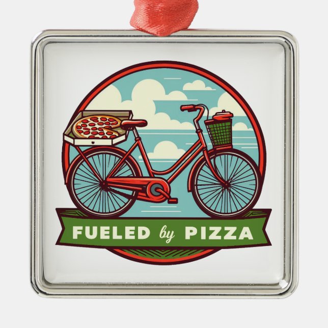 Ornamento De Metal Alimentado Por Pizza Bike (Frente)